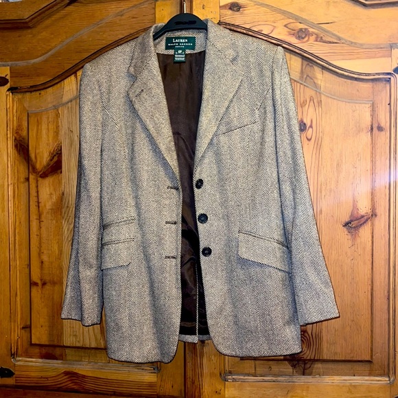 Lauren Ralph Lauren petite size 10P herringbone pattern brown & grey/tan - Picture 1 of 7